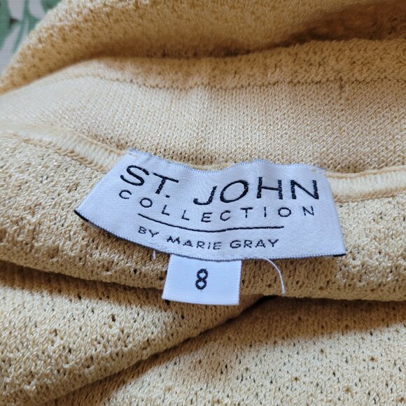 St. John Collection Long Boucle Knit Skirt Size 8 Light Yellow-Cream Color - Picture 4 of 13